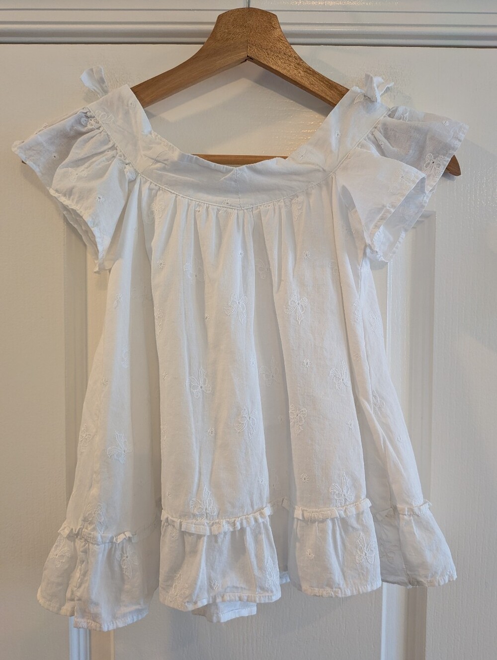 Lil Lemons For Love & Lemons Eyelet Butterfly Bow Ruffle White Dress Size 2T